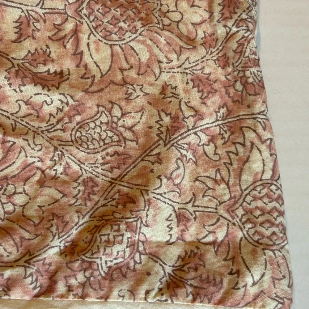 Pottery Barn Pink Cream Printed Euro Pillow Cover Cotton Size 26x26”